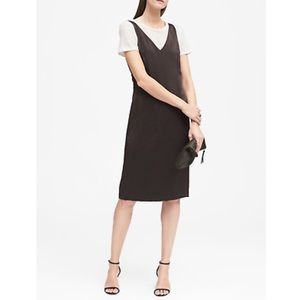 NWT Banana Republic Black Satin V-Neck Shirt Dress
